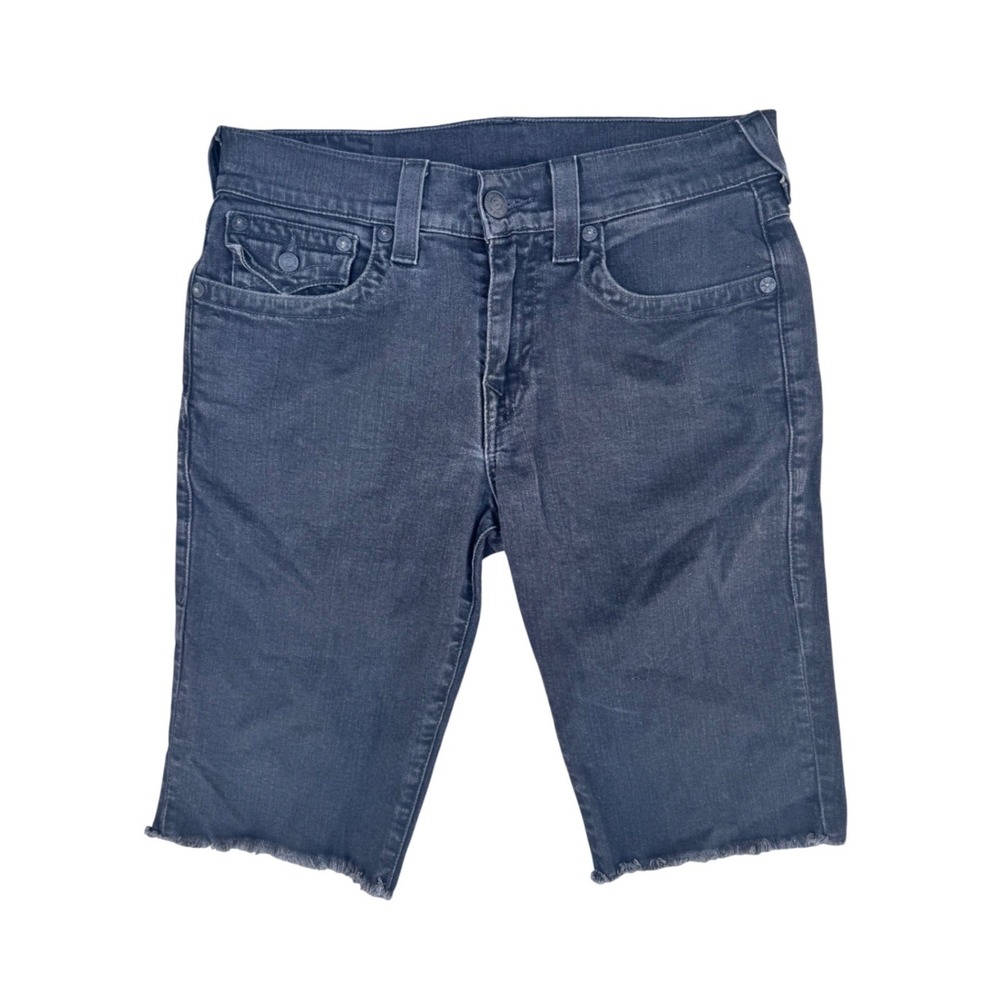 True Religion Ricky Relaxed Straight Denim Shorts Charcoal Gray Mens 31 Cut Off